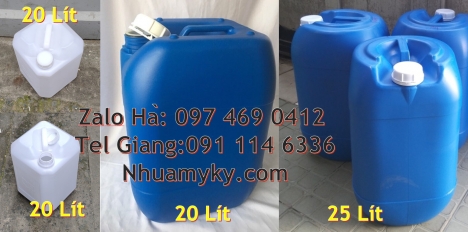 can 20l vuông xanh, can 25l xanh, Bán Can 20 lít đựng hóa chất, can 20l giá rẻ, can 25l trắng, ca