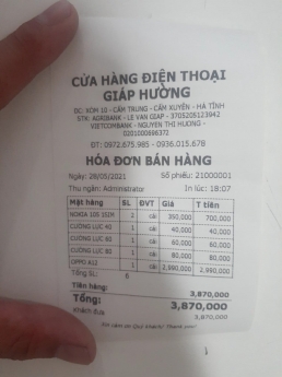 MÁY TÍNH TIỀN cho CỬA HÀNG ĐIỆN THOẠI