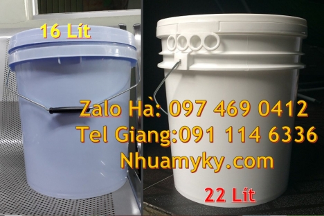 Xô nhựa đựng sơn 22 lít. Thùng sơn 5l quai nhựa, Xô nhựa 22 lít, thùng nhựa 19 l quai sắt, Lon nhự