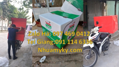Túi giữ nhiệt giao hàng, Thùng chở hàng xe máy cũ, Thùng giao hàng composite, thùng giao trà sữa chi