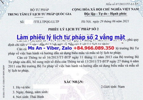 Cung cấp dịch vụ làm phiếu lý lịch tư pháp số 2 vắng mặt