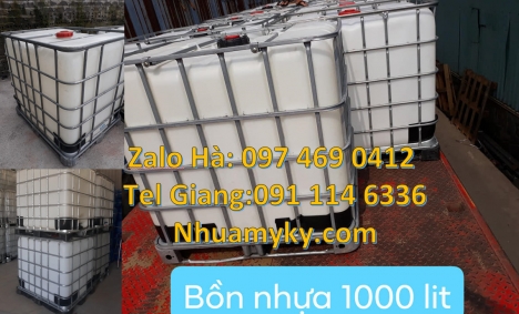 Thùng ibc dung tích 1000 lít, bồn ibc, Bồn nhựa, bồn đựng hóa chất 1000 lít, Thùng nhựa trắng dung t