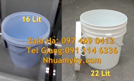 Xô nhựa đựng sơn 22 lít. Thùng sơn 5l quai nhựa, Xô nhựa 22 lít, thùng nhựa 19 l quai sắt, Lon nhự