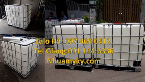 Thùng ibc dung tích 1000 lít, bồn ibc, Bồn nhựa, bồn đựng hóa chất 1000 lít, Thùng nhựa trắng dung t