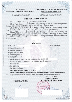 Cung cấp dịch vụ làm phiếu lý lịch tư pháp số 2 vắng mặt