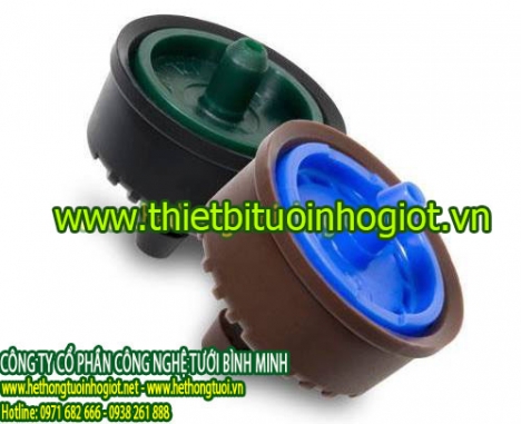 Đầu tưới nhỏ giọt bù áp, chia 2 bù áp, chia 4 bù áp, hệ thống tưới nhỏ giọt Azud