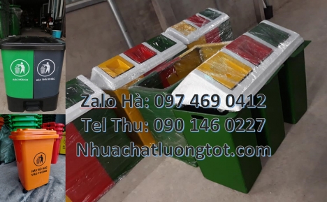 Thùng rác nhựa nắp lật bộ 3, thùng phân loại rác 2 ngăn, thùng phân loại rác 3 ngăn, Thùng rác 2 ngă