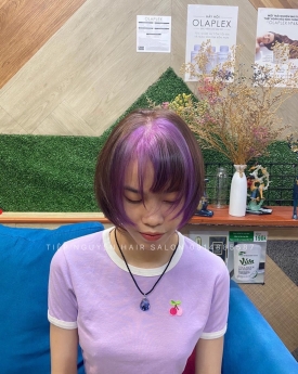 Tóc uốn xoăn tầng cao lọn to cho nàng tóc mái bay : tóc bob uốn cụp cho nàng mặt tròn.