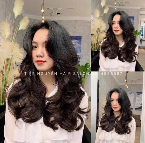 Uốn tóc xoăn gợn sóng nước mái bay cho nàng mặt tròn, tóc bob uốn xoăn - Tiệp Nguyễn Hair Salon
