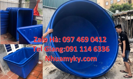 thùng nhựa dung tích lớn màu xanh, thùng chữ nhật đựng bột ngô, Thùng nhựa vuông 750 lít đựng văn