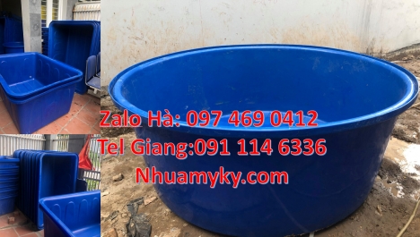 thùng nhựa dung tích lớn màu xanh, thùng chữ nhật đựng bột ngô, Thùng nhựa vuông 750 lít đựng văn