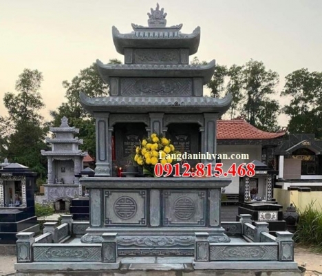 Mẫu mộ đôi đá xanh rêu nguyên khối đẹp – Lăng mộ đôi đá xanh rêu