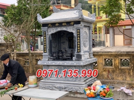 Mẫu miếu thờ thần linh bằng đá khối