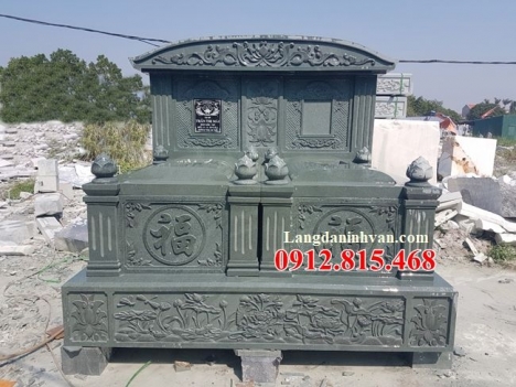 Mẫu mộ đôi đá xanh rêu nguyên khối đẹp – Lăng mộ đôi đá xanh rêu
