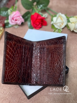Ví cá sấu 2 mặt nâu dáng đứng