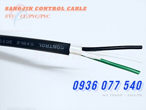 Cáp điều khiển 3 x 0.5 mm2 - Cáp Sangjin không chống nhiễu RVV
