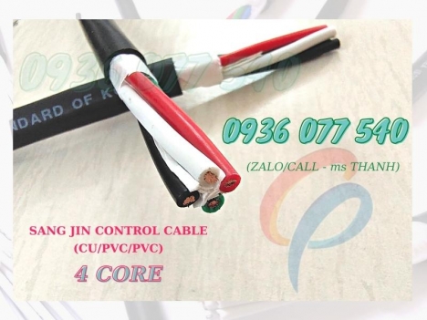 Cáp tín hiệu - Điều khiển Sangjin 4Cx0.75mm2, cáp điện Cu/PVC/PVC không bọc nhiễu