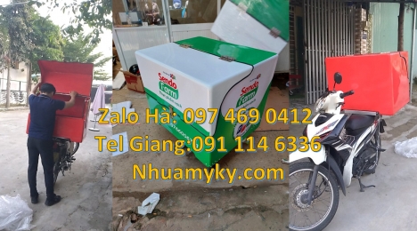 Thùng chở hàng xe máy cũ, Thùng ship hàng, thùng ship hàng giá rẻ, thùng giao đồ ăn nhựa composite,