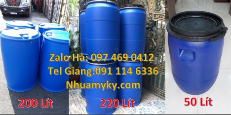 Phuy nhựa 30 lít, Thùng phuy nhựa 150 lít nắp mở, Giá bán thùng phi nhựa 200l, Thùng Phuy Nhựa 220 l