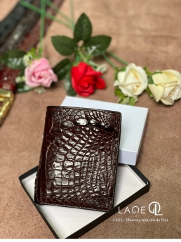 Ví cá sấu 2 mặt nâu dáng đứng