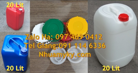 can 20l dày trắng, can 25l xanh  can nhựa 5 lít trong, can 18l đựng mật mía, can nhựa giá rẻ, can dẹ