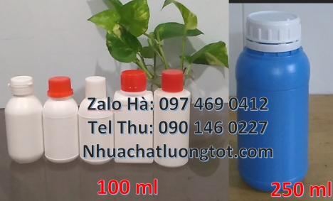 Chai 250 ml vặn, chai 250 ml nắp garenty, chai nhựa trắng đục, Chai 30ml đựng hóa chất, chai 30ml đự