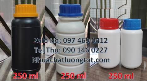 Chai 250 ml vặn, chai 250 ml nắp garenty, chai nhựa trắng đục, Chai 30ml đựng hóa chất, chai 30ml đự