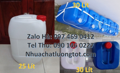 can nhựa mới 30l đựng phân bón, vỏ can nhựa 25 lít, can nhựa 10l giá rẻ, can 20l dày, can 25l xanh,