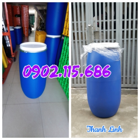Thùng phuy nhựa 150 lít, phuy nhựa, phi nhua, thùng phuy nhựa đựng hóa chất, phi nhựa 150 lít nắp mở