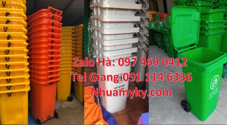Thùng rác đạp chân 240l, thùng rác 60 lít Bán sỉ thùng rác 120l, Thùng đựng rác 240l màu xanh, Thùng