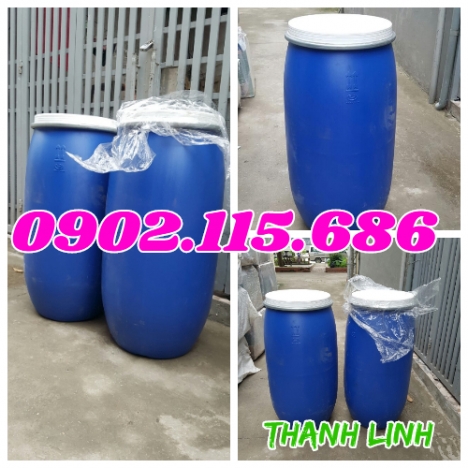 Thùng phuy nhựa 150 lít, phuy nhựa, phi nhua, thùng phuy nhựa đựng hóa chất, phi nhựa 150 lít nắp mở