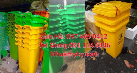 Thùng rác đạp chân 240l, thùng rác 60 lít Bán sỉ thùng rác 120l, Thùng đựng rác 240l màu xanh, Thùng