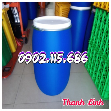 Thùng phuy nhựa 150 lít, phuy nhựa, phi nhua, thùng phuy nhựa đựng hóa chất, phi nhựa 150 lít nắp mở