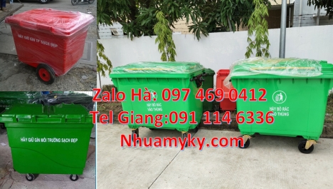 xe thu gom rác 3 bánh lớn, bán sỉ xe rác 660l, Xe thu gom rác 660 lít bánh nhỏ, Xe gom rác 660l, xe