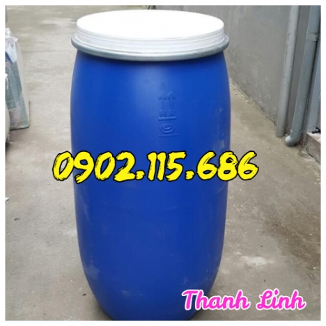 Thùng phuy nhựa 150 lít, phuy nhựa, phi nhua, thùng phuy nhựa đựng hóa chất, phi nhựa 150 lít nắp mở
