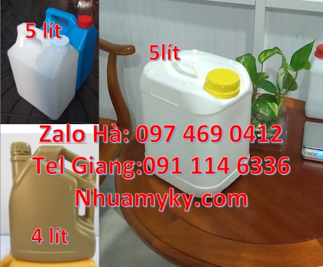 Can 4l tròn đựng nước lau sàn, Can 5 lít trong đựng mật ong, Can nhựa 2 lít có vòi ấn đựng thuốc thủ