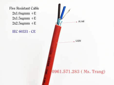 Dây cáp chống cháy 2x1.5 tiêu chuẩn IEC 60331