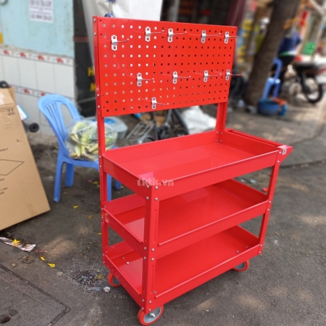 Xe đẩy 3 ngăn treo dụng cụ