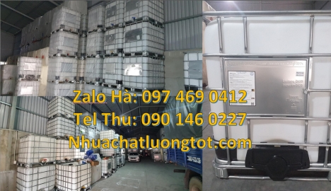 Thùng nhựa ibc 1000 Lít đựng hóa chất, Tank 1000L đựng chất phụ gia thực phẩm, bồn nhựa 1000l đựng a