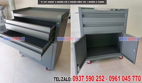 Xe đẩy 3 ngăn treo dụng cụ