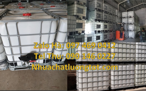 Thùng nhựa ibc 1000 Lít đựng hóa chất, Tank 1000L đựng chất phụ gia thực phẩm, bồn nhựa 1000l đựng a