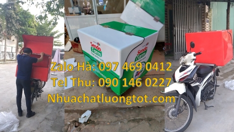 thùng giao trà sữa, Giá thùng nhựa giao hàng, Thùng giữ nhiệt xe máy, thùng giao cơm văn phòng Thùng