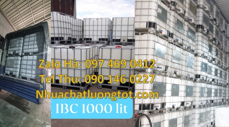 Thùng nhựa ibc 1000 Lít đựng hóa chất, Tank 1000L đựng chất phụ gia thực phẩm, bồn nhựa 1000l đựng a