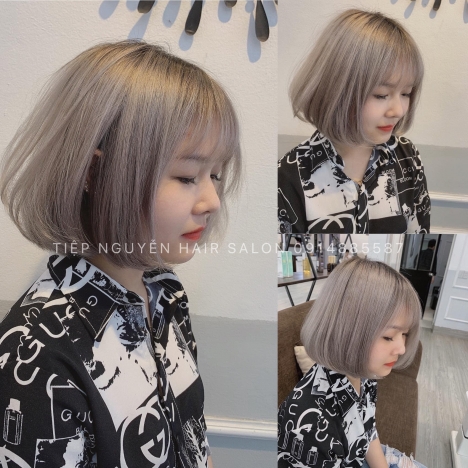 Tóc xoăn sóng lơi ngang vai cho nàng mặt vuông Tiệp Nguyễn Hair Salon