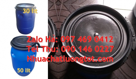 Thùng phuy nhựa nắp mở 200l, Thùng phuy 120l nắp lớn đai sắt, Thùng Phuy 30 Lít, Giá bán thùng phi n