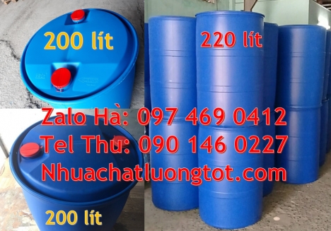 Thùng phuy nhựa nắp mở 200l, Thùng phuy 120l nắp lớn đai sắt, Thùng Phuy 30 Lít, Giá bán thùng phi n