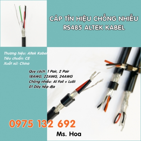 Cáp tín hiệu RS485 18AWG 1 Pair, 18AWG 2 Pair chống nhiễu 2 lớp