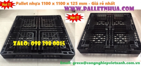 cung cấp pallet nhựa màu xanh kích thước 1100x1100x120mm