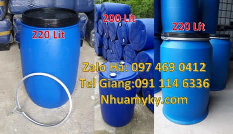 Phuy nhựa 150 lít nắp mở, Phuy nhựa xanh, Thùng phi màu xanh, Thùng phuy nhựa 120 lít, Thùng phuy nh