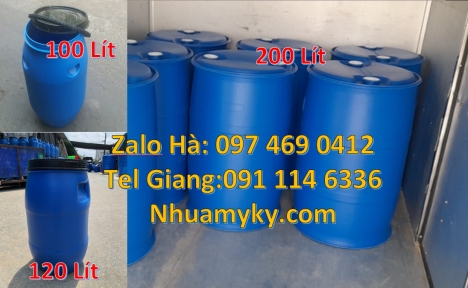 Phuy nhựa 150 lít nắp mở, Phuy nhựa xanh, Thùng phi màu xanh, Thùng phuy nhựa 120 lít, Thùng phuy nh